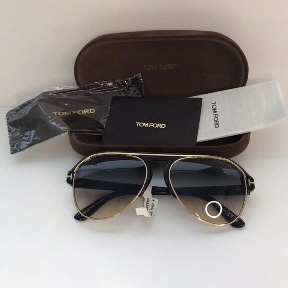TOM FORD MARSHALL FT0929 01B Sunglasses Black Gold Frame Gray Gradient Lens 58mm - Picture 3 of 12